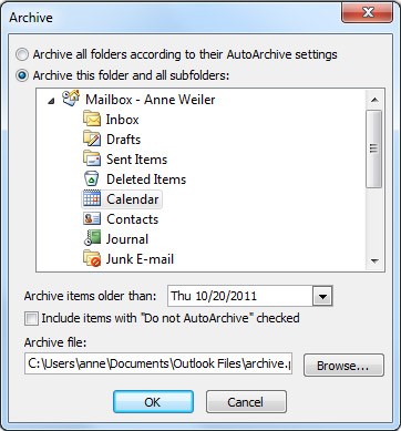 archive emails in outlook for mac 2011